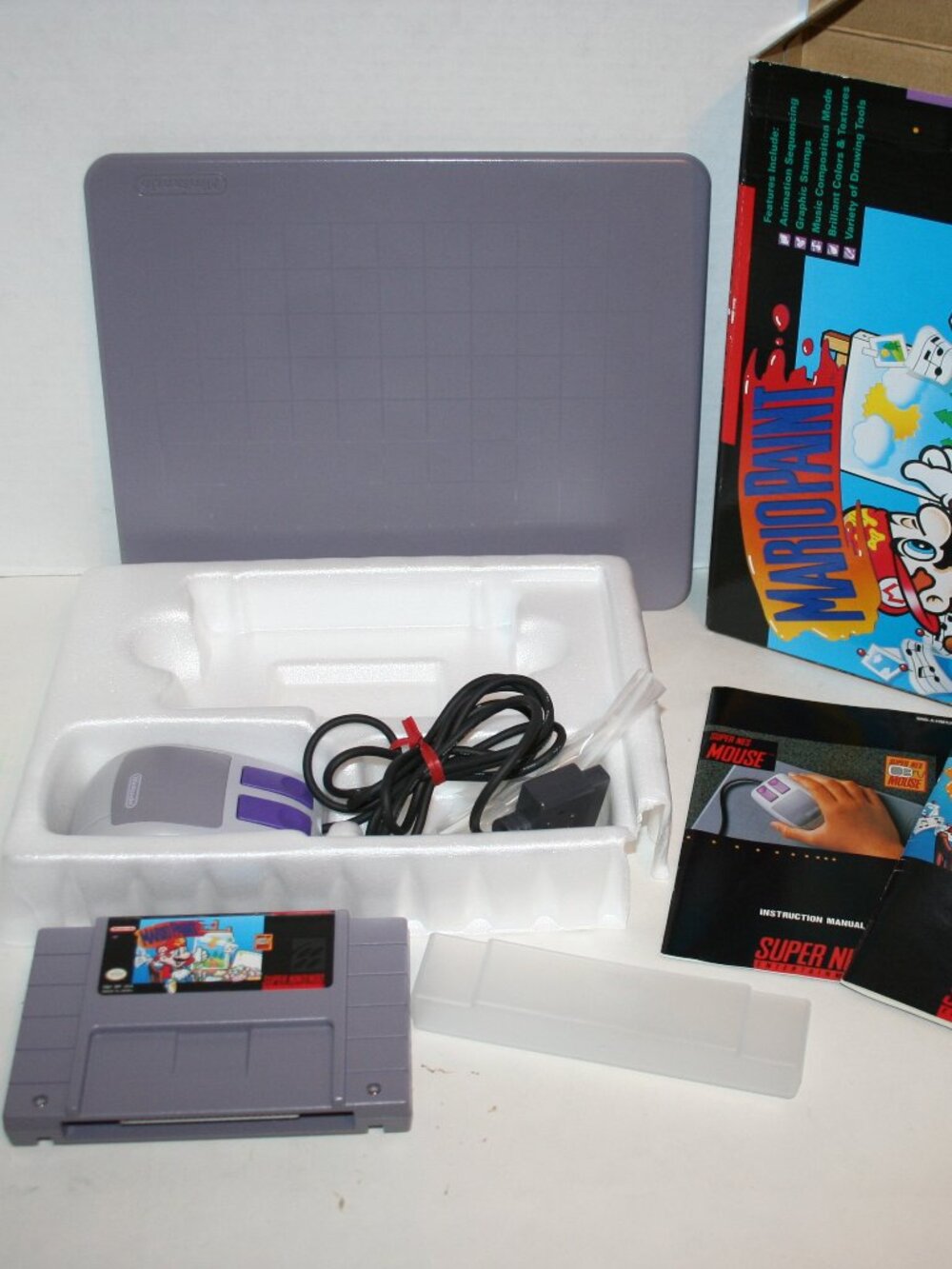 Mario Paint (SNES 1992) -(CIB) Complete In Box Bundle w/Cleaning Tool & Manuals